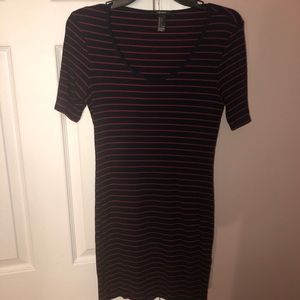 Navy blue and red body con dress